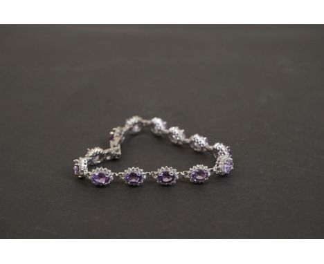 Silver, CZ &amp; amethyst bracelet 