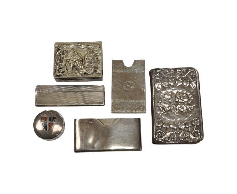 Assorted small silver including an Edwardian inset Scottish hardstone pill box, William Henry Johnson, Birmingham, 1902, 36mm