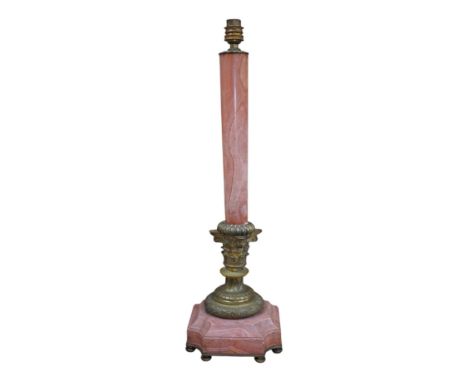 A Corinthian column rouge marble and bronze lamp base, 53cm high overall. Condition - fair