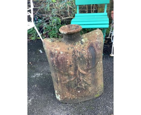 A terracotta flask shaped garden vase, height 62cm. Condition - fair