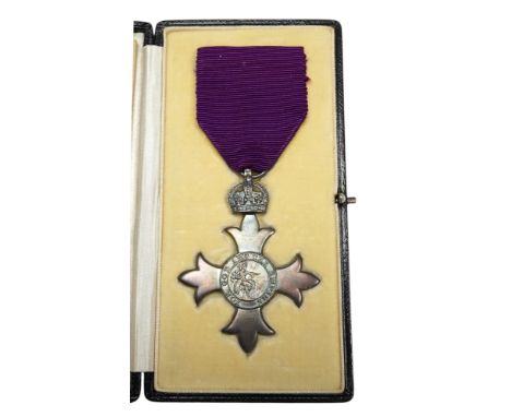 Order of the British Empire civil M.B.E. With first type purple ribbon, George V sterling silver by Garrards, hallmark for 19