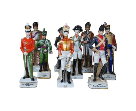 A group of nine various continental porcelain ‘army’ figures. Condition - good
