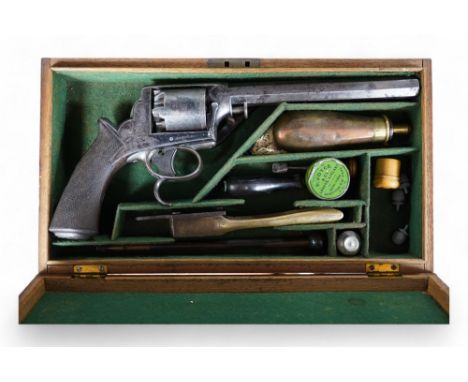 A scarce 36 bore 5 shot Tranter’s patent double trigger Dragoon percussion revolver retailed by T. Blissett, South Castle Str