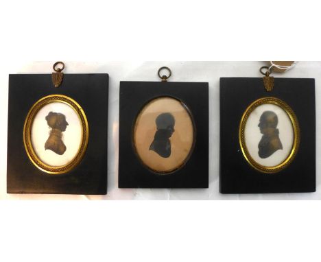A pair of Miers and Field painted portrait silhouettes of Charles Hampden Junior of Rook's Nest (Businessman, 1772–1856) and 