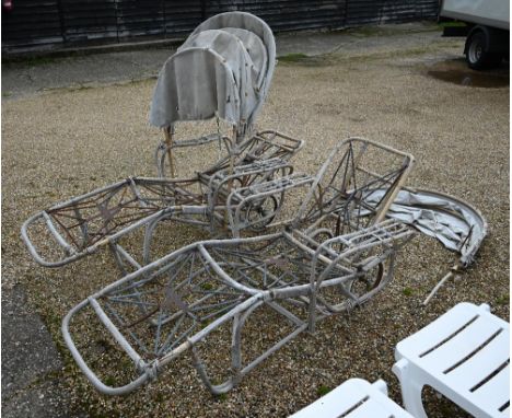 A pair of vintage bentwood canopy loungers - both f/r and a/f (2) 