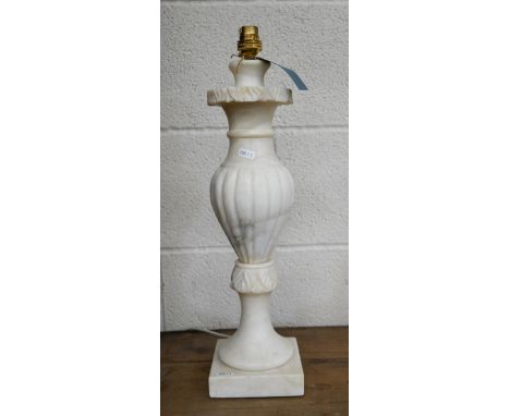 Italian white marble table lamp, 50 cm high 
