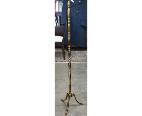 Three brass picture-lights, a light-bracket with three sockets and a standard lamp (5) 