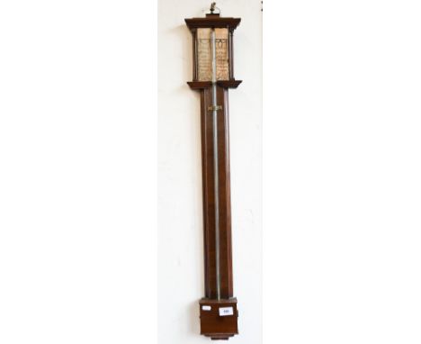 An antique mahogany stick barometer, 98 cm high (a/f) 