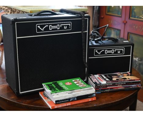 A VHT Special 6 (112C) amplifier to/w a VHT Special 6 valve amplifier a small collection of music books and a five-guitar flo