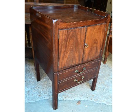 A Victorian mahogany tray top step commode, the drawer with original fittings intact 