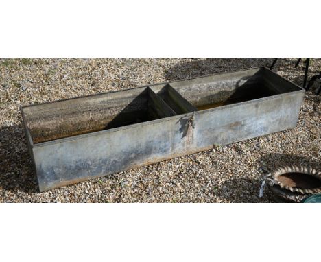 A vintage galvanised cattle trough, 184 x 47 x 32 cm h 