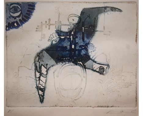 Artist proof etching of a stylised bird, pencil signed, 20 x 24 cm&nbsp; 