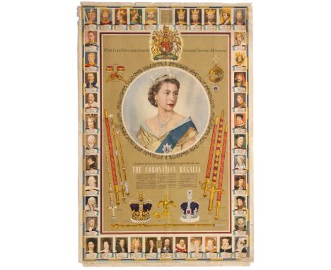 Original vintage British propaganda poster issued by the National Savings Committee as a souvenir of the Coronation of Her Ma