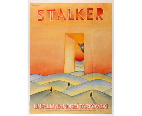Original vintage movie poster for the French release of a 1979 Soviet science-fiction art film Stalker directed by Andrei Tar