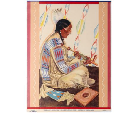 Original vintage travel calendar Blackfeet Indian Greath Nortern Railway. Text reads: Sundance - Piegan Chief - Glacier Natio