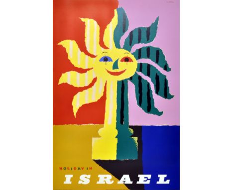 Original vintage travel poster advertising holidays in Israel, published by the Government Tourist Organisation, Jerusalem, I