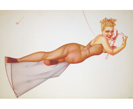 Original vintage pin-up girl poster designed by American pin-up artist, George Brown Petty IV (1894-1975), who produced image