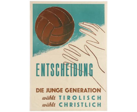 Original vintage propaganda poster published by the Working Group of all Christian Tyrol Youth Organisations, calling the you