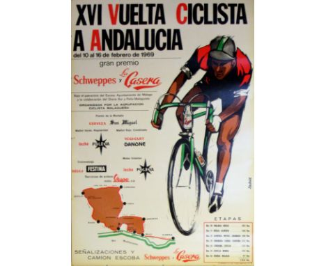 Original vintage sport poster for the Andalusia Cycling Grand Prix 1969, 10-16 February - XVI Vuelta Ciclista a Andalucia (ak