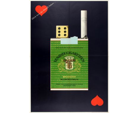 Original vintage advertising poster for Yenidze cigarettes featuring a great mid-century style illustration by the notable Sw