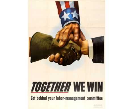 Original vintage American World War Two propaganda poster published by the U.S. Government and the War Production Board to en