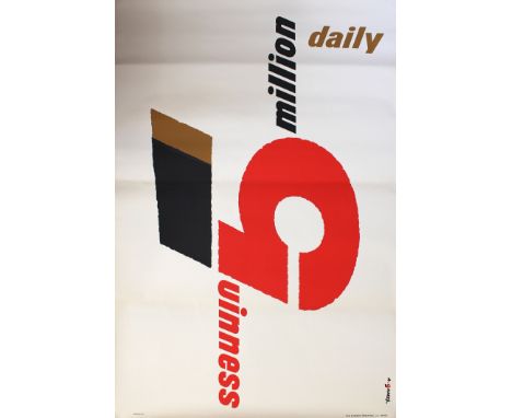 Large original vintage advertising poster for Guinness by the notable British graphic designer, Abram Games (Abraham Gamse; 1
