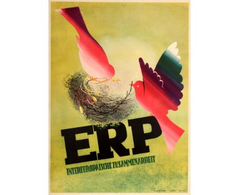 Original vintage propaganda poster for the post-war US sponsored European Recovery Program (1948) known as the Marshall plan 