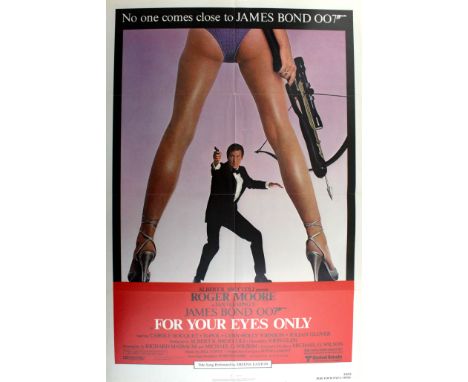 Original vintage film poster for the 007 movie, For Your Eyes Only, starring Roger Moore, Carole Bouquet and Chaim Topol. "No