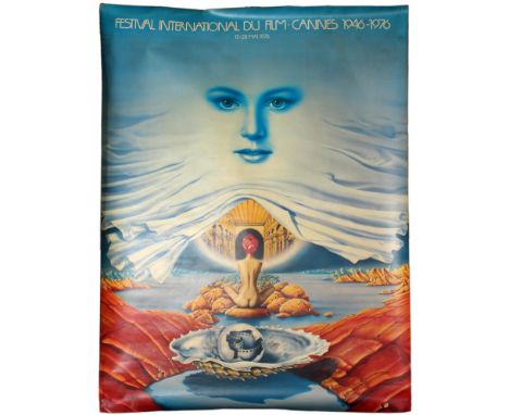 Original vintage movie poster for the 29th edition of the Festival International du Film held in Cannes between May 13 and Ma