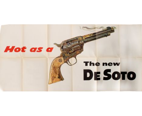 Original vintage car advertising poster for The New De Soto Hot as a Smoking Gun featuring a great design showing an image of