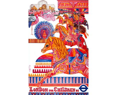 Original vintage travel advertising poster - London for Children by Underground - featuring a fantastic colourful illustratio