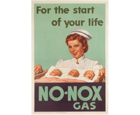 Original vintage advertising poster: For the start of your life - No-Nox Gas. Poster published by Gulf Oil corporation to be 