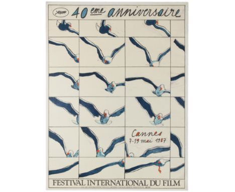 Original vintage movie poster for the 40th Anniversary of the Festival International du Film held in Cannes from May 7 to May