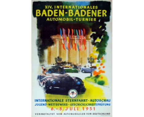 Original vintage sport poster for the XIV International Baden-Baden Car Tournament / Internationales Baden-Badener Automobil-