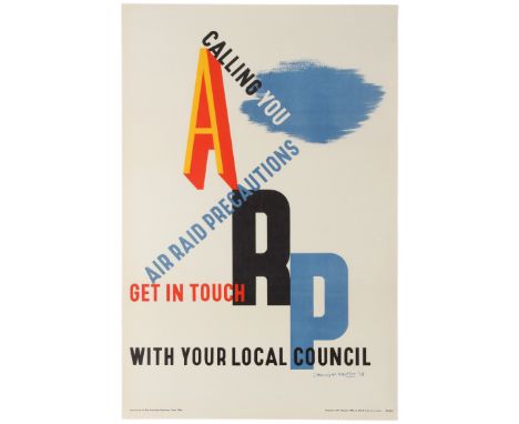 Original vintage WWII propaganda poster: ARP Calling You - Air Raid Precautions - Get in touch with your Local Council. Origi