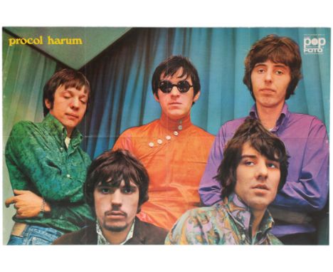 Original vintage music advertising poster featuring a colour photograph of English rock band Procol Harum originally publishe