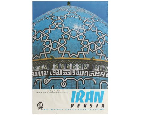 Original vintage travel poster published by the Iran National Tourist Organization (INTO) and featuring a photograph by Asad 