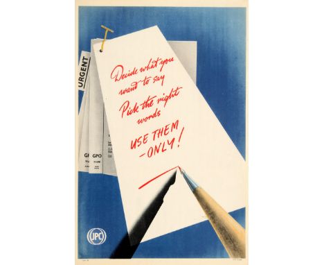Original vintage poster published by the Post Office Joint Production Council JPC for internal use explaining how to write te