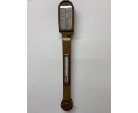 A Negretti and Zambra stick barometer W:12cm x D:7cm x H:94cm