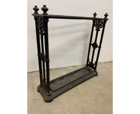 A Victorian Wrought iron stick stand with kite markW:63cm x D:17cm x H:63cm