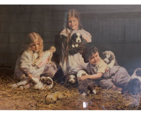 David Shepherd print 'playtime signed io pencil