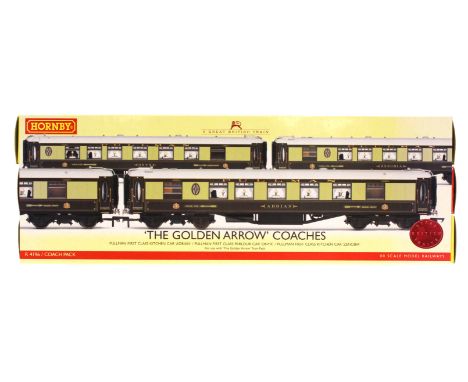HORNBY: A boxed OO gauge Hornby 'The Golden Arrow' three Coach Pack, R4196, including outer sleeve (1)