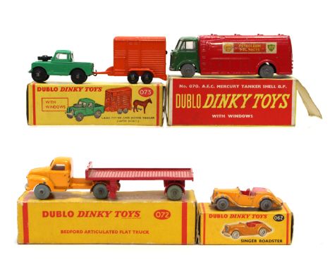 DINKY: Four boxed Dublo Dinky Toys diecast vehicles, to comprise: A.E.C Mercury Shell-BP tanker, 070, Bedford Articulated Lor