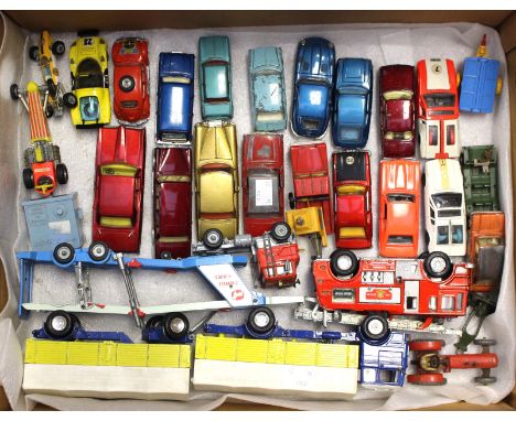 DIECAST: A box of assorted unboxed, playworn diecast vehicles including: Corgi, Dinky and Spot-on etc. (one box)