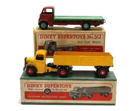 DINKY: A boxed Dinky Supertoys Guy Flat Truck, 512, in early cardboard box, together with a boxed Dinky Supertoys Bedford Art