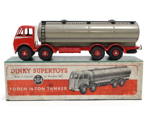 DINKY: A boxed Dinky Supertoys, Foden 14-Ton Tanker, 504, red chassis, in original box.