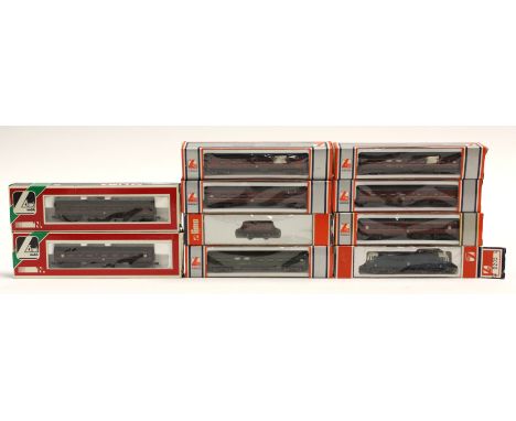 LIMA: A collection of assorted Lima N gauge to include: Class 86 'E 3185' BR Blue Electric locomotive, plus eight coaches and