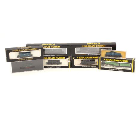 GRAHAM FARISH: A collection of seven N gauge Graham Farish locomotives to include: 2-6-2 Green Arrow, 4-6-2 Merchant Navy, 4-