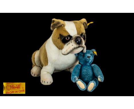 Steiff English Bulldog & Steiff Small Teddy Bear both in excellent condition.  Bulldog: Steiff English Bulldog No. 079450. Kn