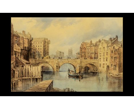 R. Crichson Listed Victorian Artist - A Fine Watercolour Drawing of an English Town on the River, Probably Bristol Depicting 